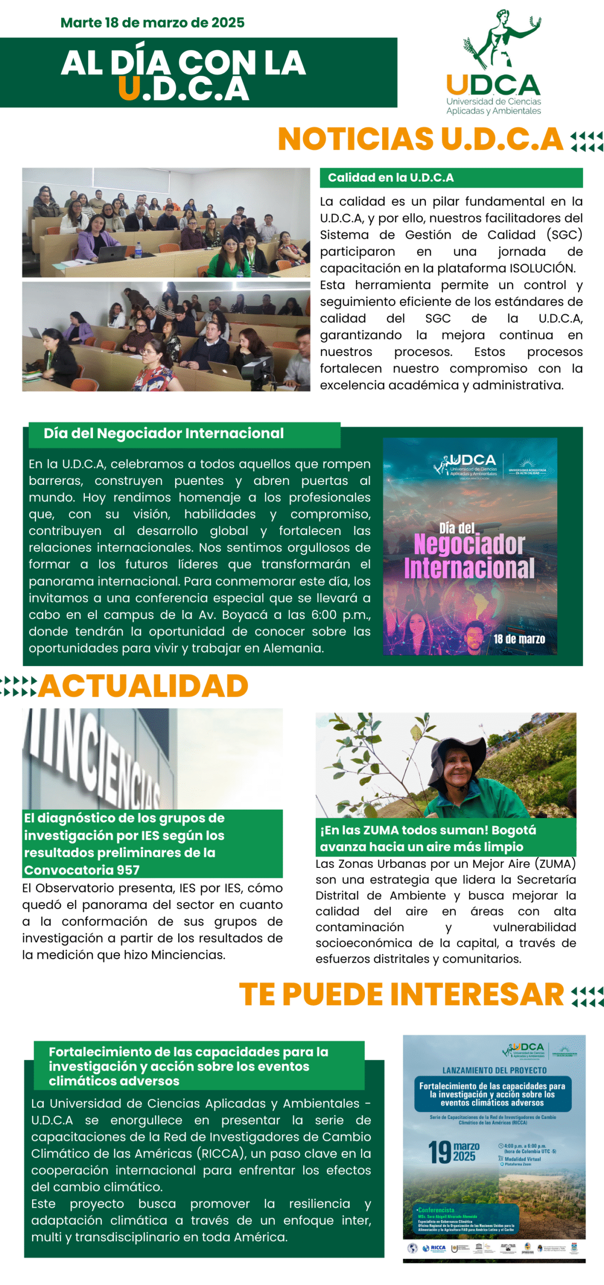 Boletín U.D.C.A 18 de marzo