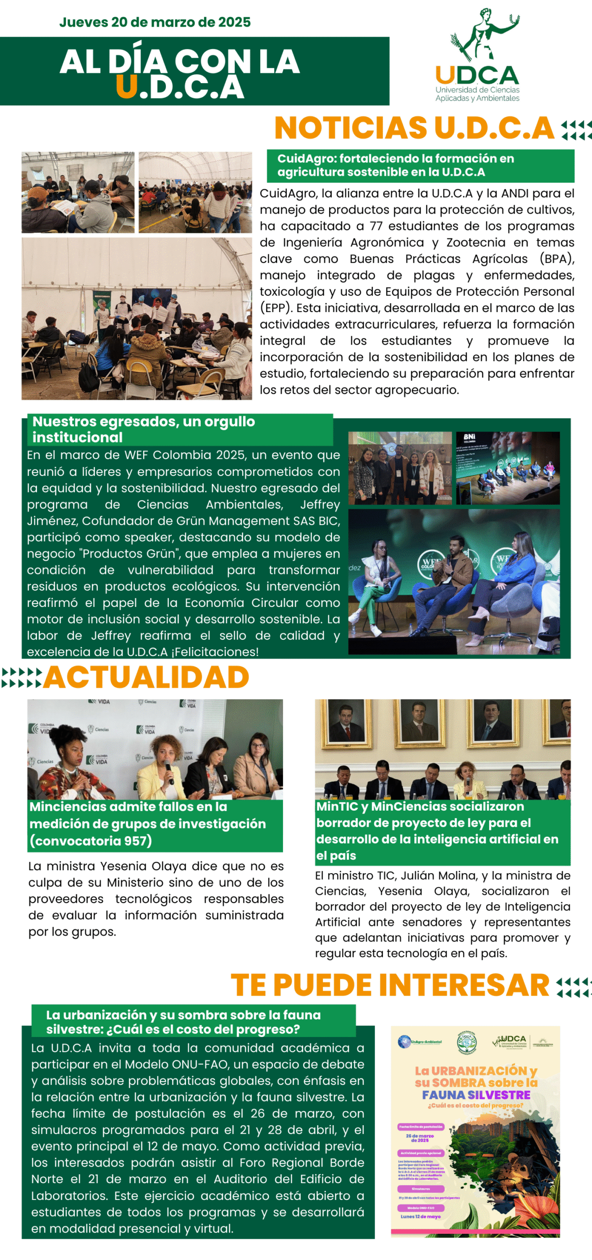 Boletín U.D.C.A 20 de marzo