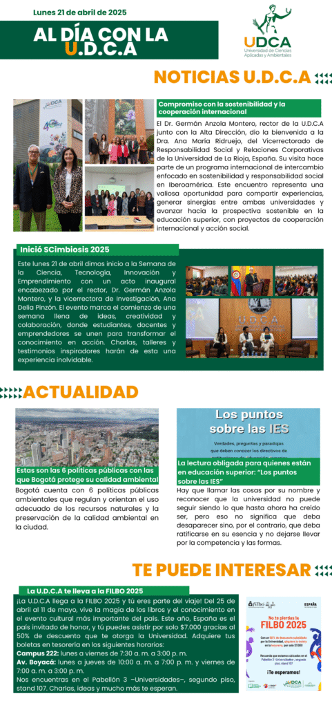 Boletín U.D.C.A 21 de abril