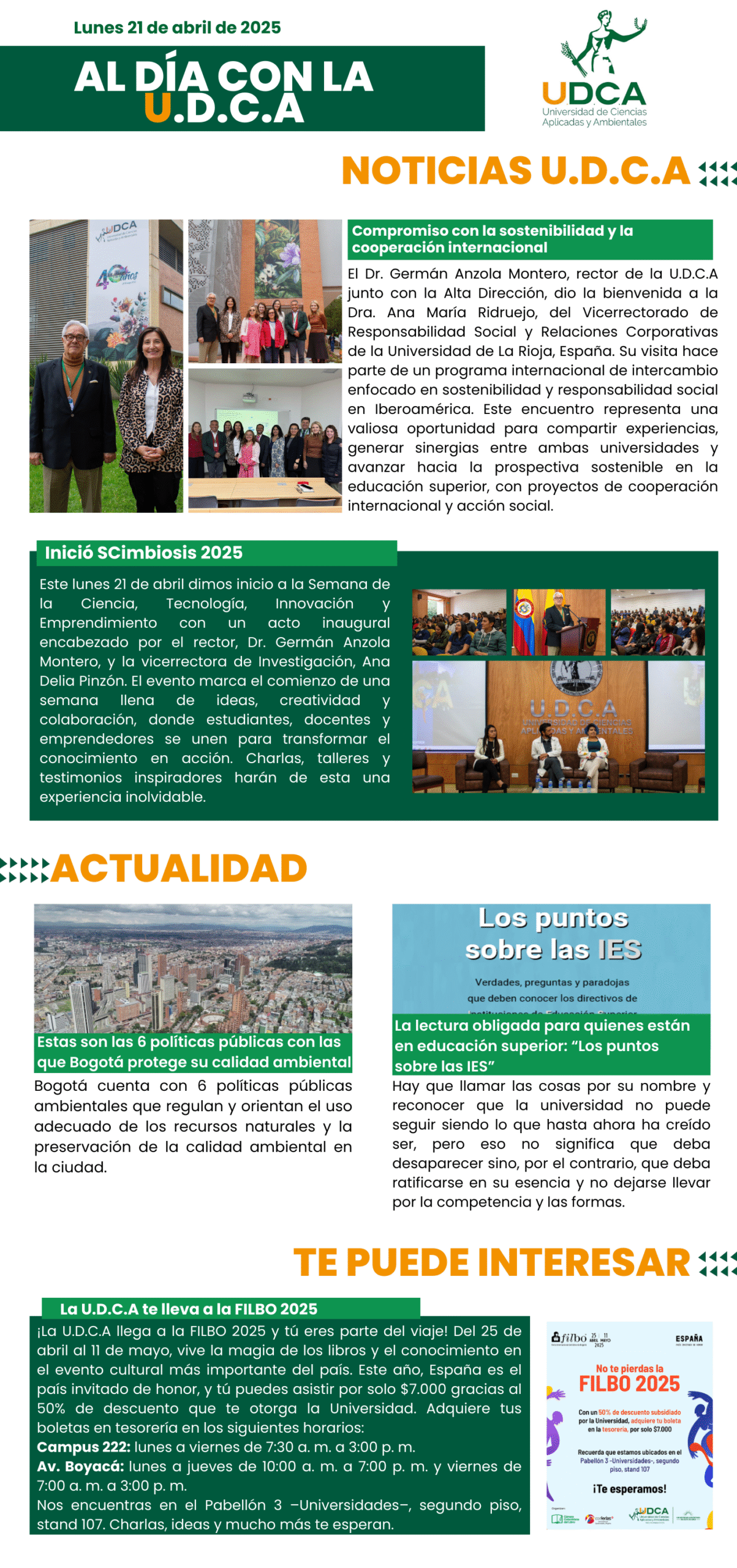 Boletín U.D.C.A 21 de abril