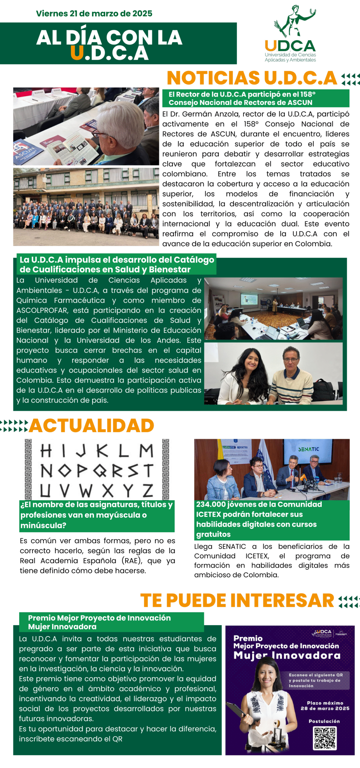 Boletín U.D.C.A 21 de marzo