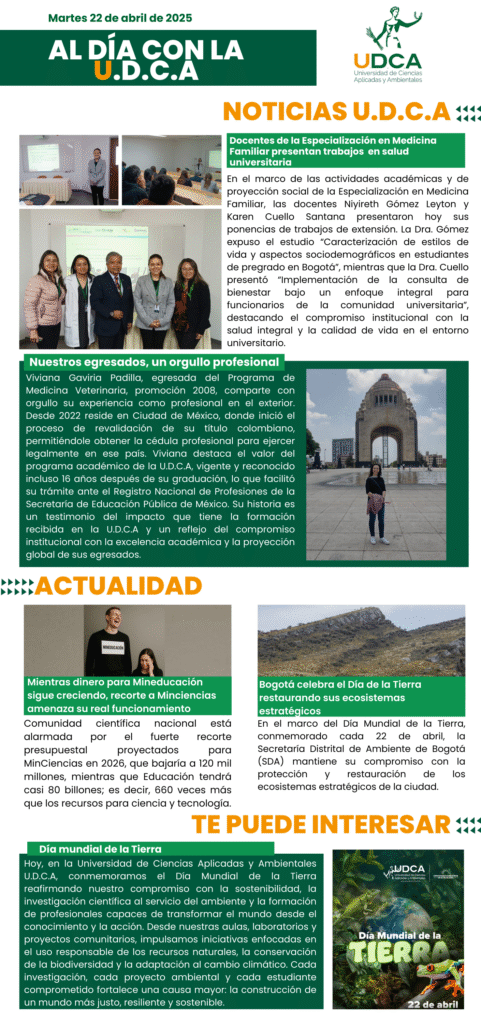 Boletín U.D.C.A 22 de abril