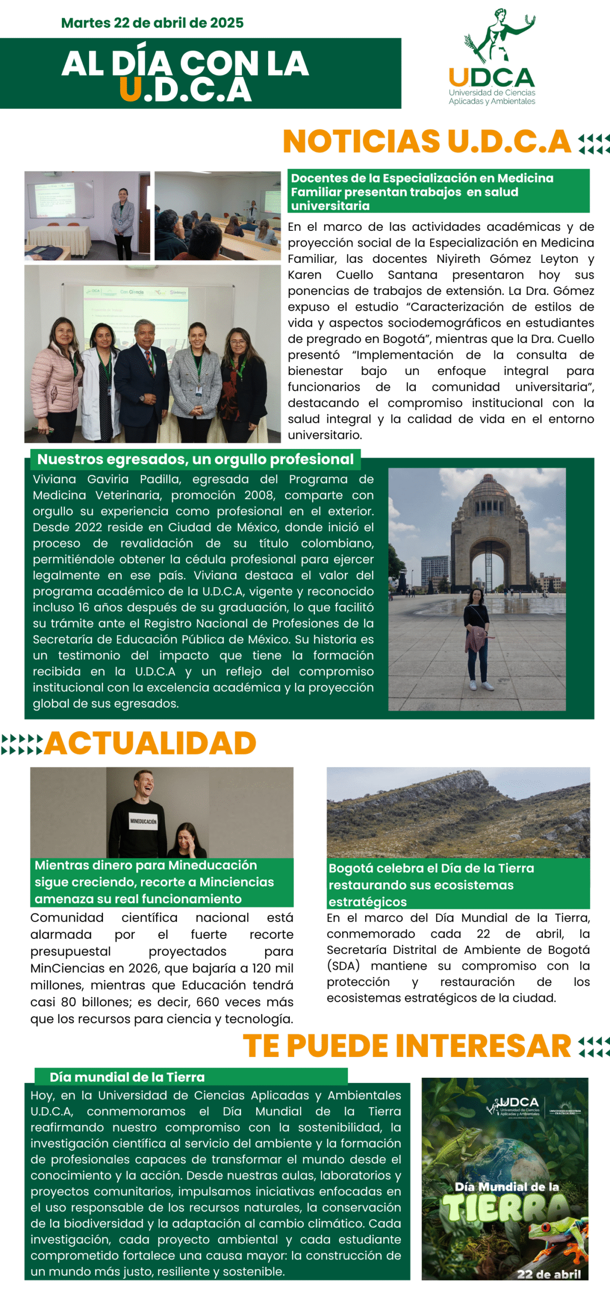 Boletín U.D.C.A 22 de abril