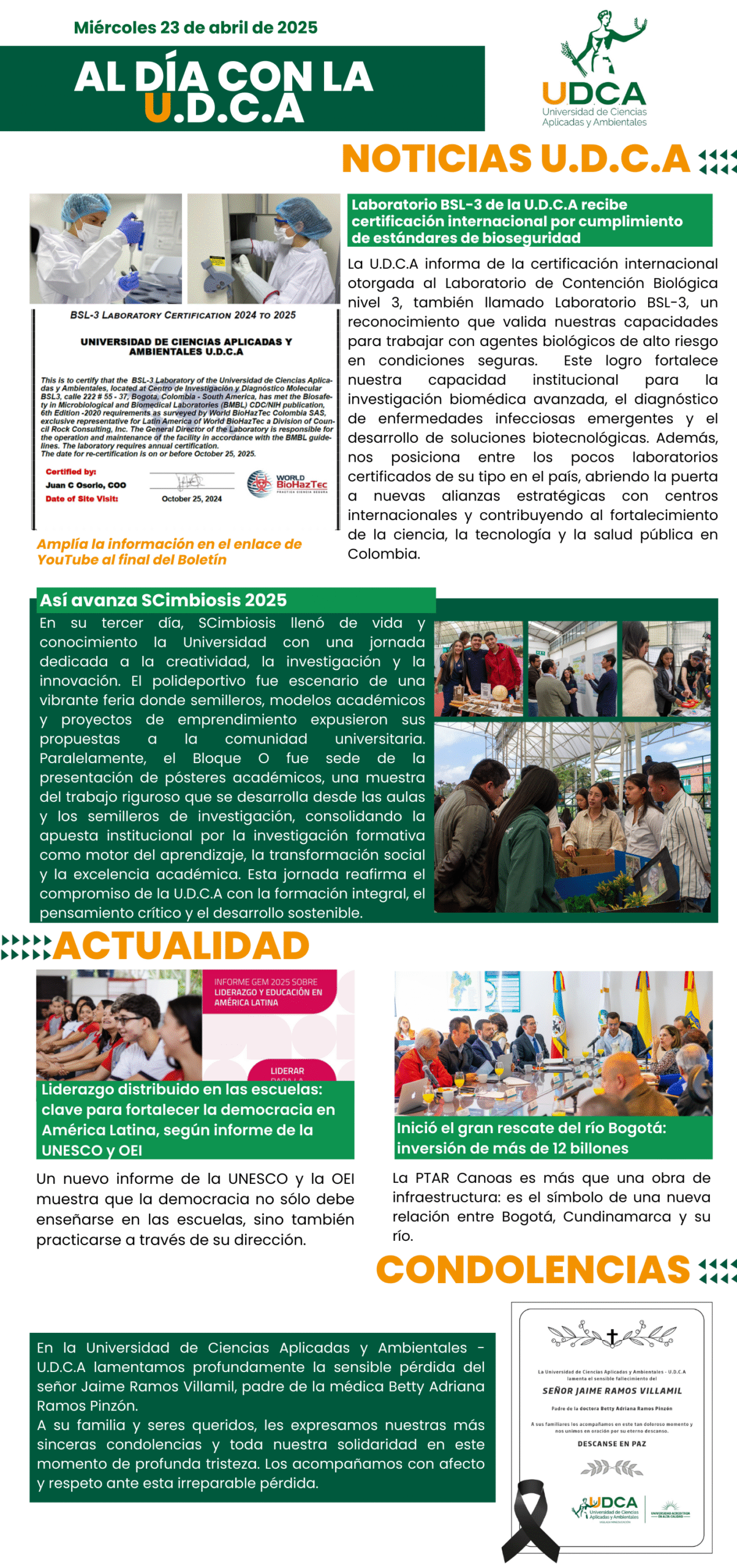 Boletín U.D.C.A 23 de abril