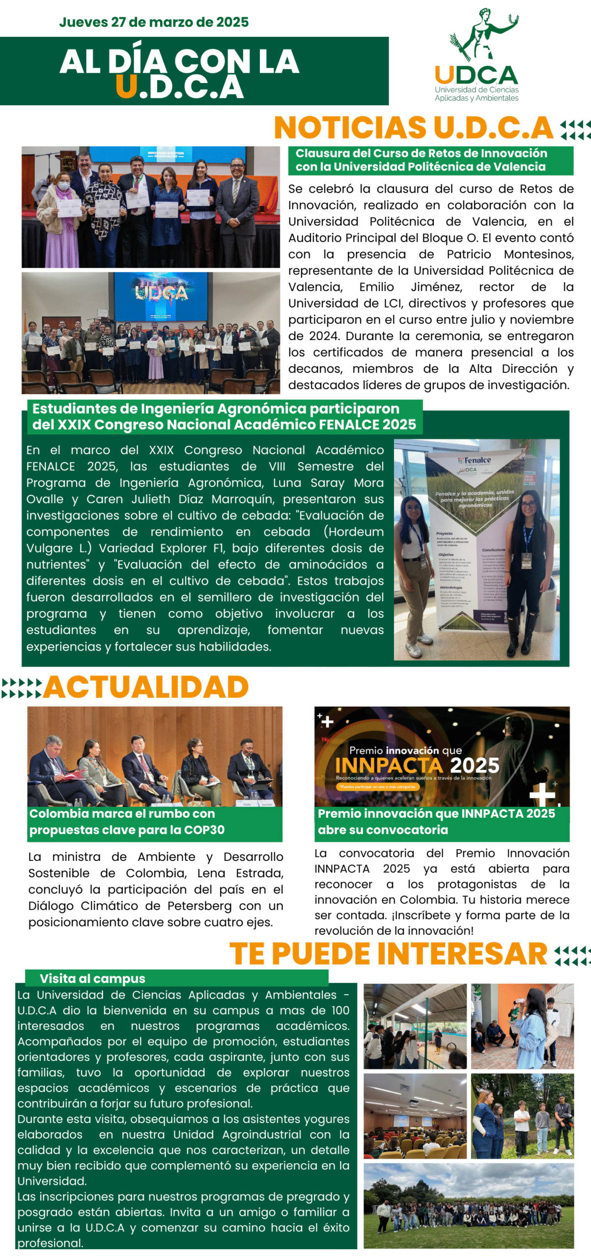 Boletín U.D.C.A 27 de marzo