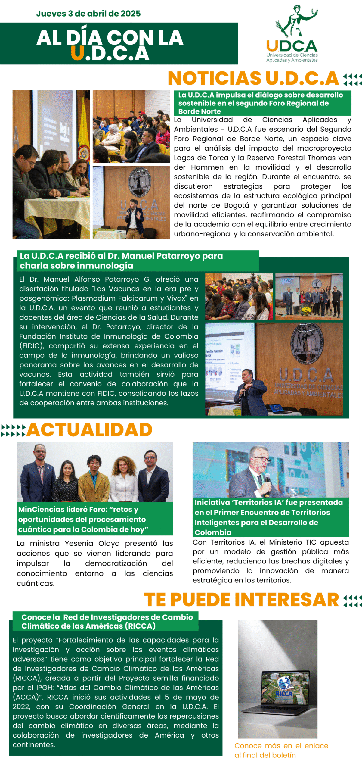 Boletín U.D.C.A 3 de abril
