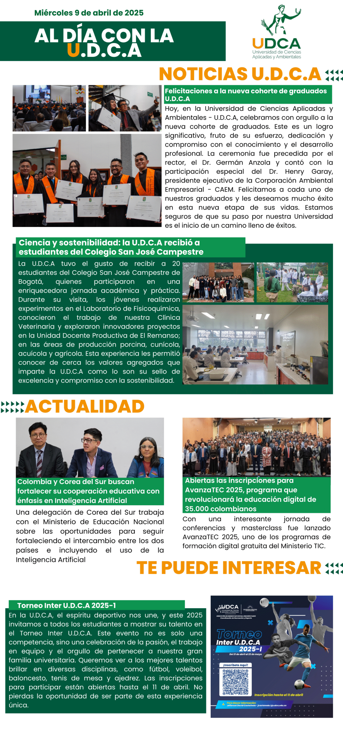 Boletín U.D.C.A 9 de abril