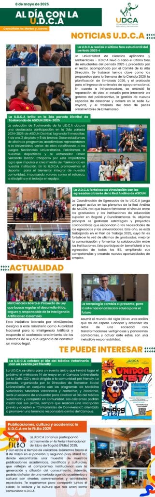 Boletín U.D.C.A 8 de mayo